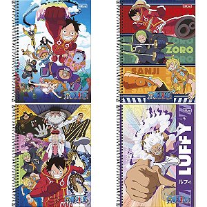 Caderno 10X1 Capa Dura ONE Piece 160 Folhas - Pacote com 4 Unidades