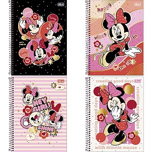 Caderno 10X1 Capa Dura Minnie 160 Folhas - Pacote com 4 Unidades