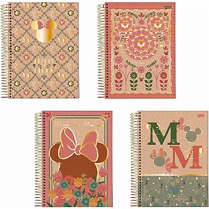 Caderno Capa Dura Mickey.minnie ARTS KRAFT Capa Dura, 160 Folhas, Aplicacao de Foil Metalizado, Bolsa em Papel KRAFT, Miolo em Papel OFF White Decorad
