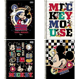 Caderno 10X1 Capa Dura Mickey 160 Folhas - Pacote com 4 Unidades  1