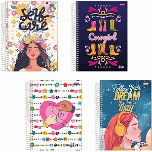 Caderno 10X1 Capa Dura IT GIRL 200 Folhas Pacote com 04