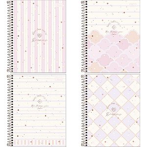 Caderno Espiral 1X1 Capa Dura Colegial Soho 80 Folhas - Pacote com 4 Unidades