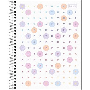 Caderno 1X1 Capa Dura Colegial HAPPY 80 Folhas Gofrado Pacotye com /05