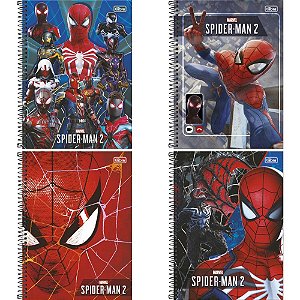 Caderno 01X1 Capa Dura SPIDER-MAN Game 80 Folhas - Pacote com 4