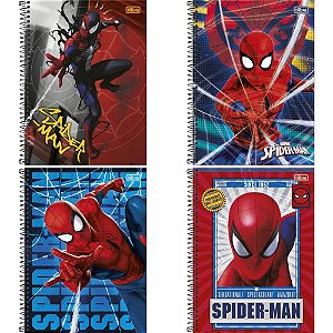 Caderno 01X1 Capa Dura SPIDER-MAN 80 Folhas Pacote com 04