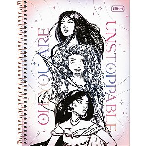 Caderno Espiral Capa Dura Princesas 1X1 - 80 Folhas - Pacote com 4
