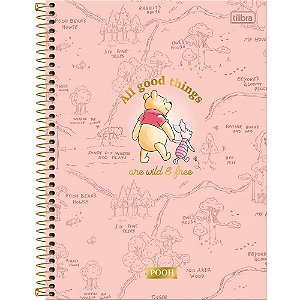 Caderno 1X1 Capa Dura Pooh 80 Folhas - Pacote com 04 Unidades