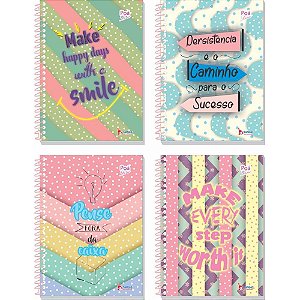 Caderno 01X1 Capa Dura Poá 80 Folhas - Pacote com 04