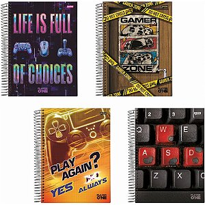 Caderno 01X1 Capa Dura Player 1 80 Folhas - Pacote com 4