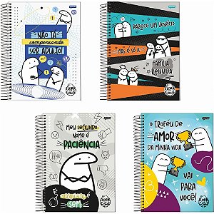 Caderno 01X1 Capa Dura FLORK 80 Folhas Pacote com 04