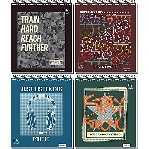 Caderno 01X1 Capa Dura FLIP Masculino VERT 80 Folhas 4 Capas - Pacote com 4