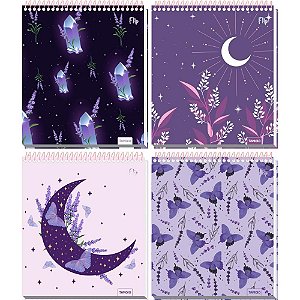 Caderno 1X1 Capa Dura FLIP Feminino Vertical 80 Folhas - 4 Capas Sortidas - Pacote com 4 Unidades