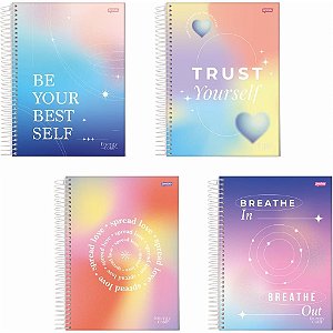 Caderno 01X1 Capa Dura ENERGY Color 80 Folhas Pacote com 04