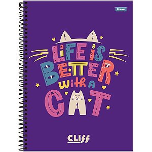 Caderno Espiral Capa Dura CLIFF Feminino 80 Folhas Pacote com 4