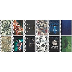 Caderneta Espiral Capa Dura Decorada 1/8 64 Folhas Pacote com 05