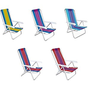 Cadeira para Piscina e Praia de Alumínio com 4 Posições