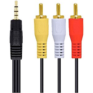 Cabo de áudio P2 para 3 RCA 1,8M Preto