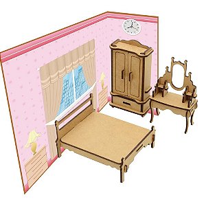 Brinquedo Pedagógico Madeira Móveis e Ambientes 3D - Quarto