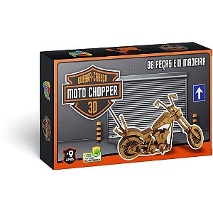 Brinquedo Pedagógico Madeira Moto Chopper 3D - 86 Peças