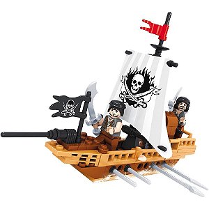 Brinquedo para Montar Piratas Navio Batalha -100 Peças