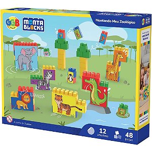 Brinquedo para Montar Montando Meu Zoológico 48 Peças