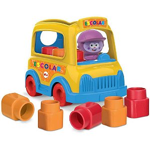 Brinquedo para Montar Fofo Blocos VAN Escolar 10 Peças - 12-36 Meses