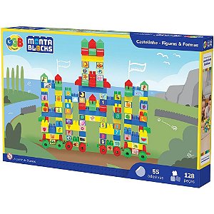 Brinquedo de Montar Castelinho 128 Peças com 55 Adesivos