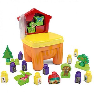 Brinquedo para Montar Brinkadeira Dinossauros com Cadeirinha Organizadora