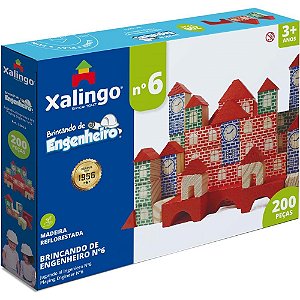 Brinquedo para Montar Brincando de Engenheiro com 200 Peças em Madeira