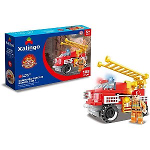 Brinquedo para Montar Bombeiro Resgate - 108 Peças
