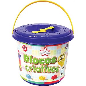 Brinquedo para Montar Blocos Criativos 30 Peças com Balde