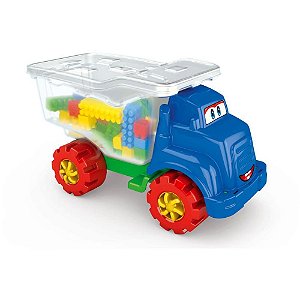 Brinquedo para Montar Babytruck Bloquinhos com 96 Peças e Caminhão Caçamba
