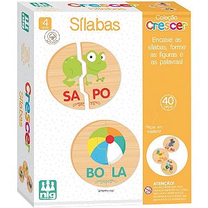 Brinquedo Educativo Sílabas em Madeira 40 Peças