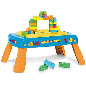 Brinquedo Educativo Mesinha Criativa com 20BLOCOS AZ
