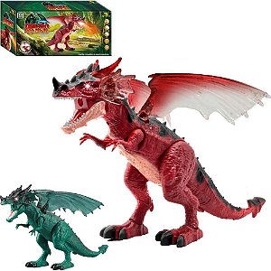 Brinquedo Diverso Dragão Solta Fumaca com LUZ e SM