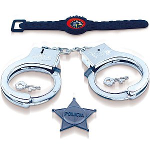 Brincando de Profissões Super Policial Algema e Pulseira, 5 Peças