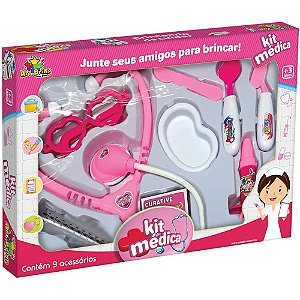 Brincando de Profissões KIT Médica 9 Peças Rosa