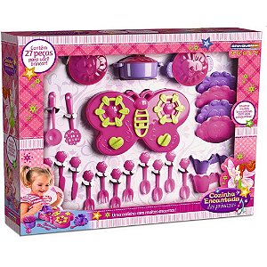 Brincando de Casinha Cozinha Encantada Princesas Grande - 27 Peças