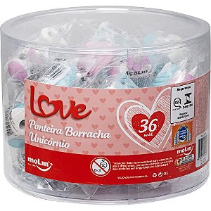 Borracha Ponteira Unicórnio - Pote com 36 Unidades