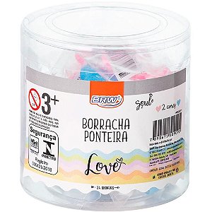 Borracha Ponteira Love Rosa e Azul Pote 24
