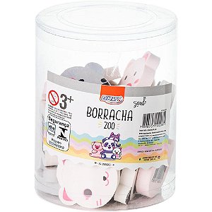 Borracha Decorada Zoo 4 Modelos - Pote com 24 Unidades