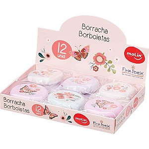 Borracha Decorada Borboletas (S) Caixa com 12