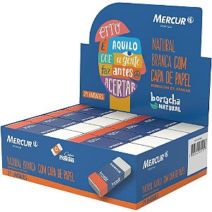 Borracha Branca Natural com Capa Papel CX com 24