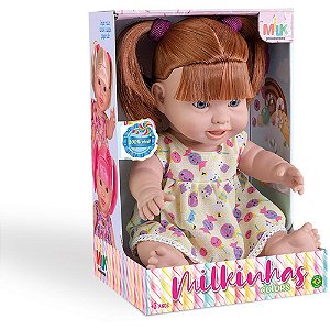 Boneca Milkinhas Colors 33CM em Vinil Lavável com Cabelos Coloridos