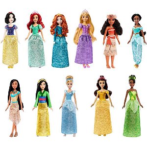 Boneca Disney Princesa Saia Cintilante Caixa com 6 Sortidas