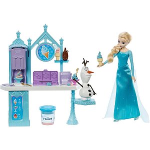 Boneca Disney Frozen ELSA e OLAF com Carrinho de Doces e Acessórios