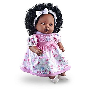 Boneca com Mecanismo Angelina Negra 62 Frases 48CM