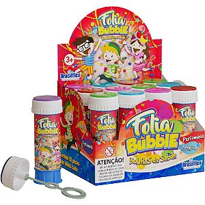 Bolha de Sabão Folia Bubble 60ML com Jogo CX com 12