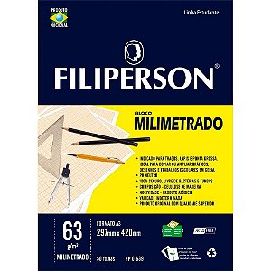 Bloco Técnico Milimetrado A3 63G 50 Folhas Branco - Pacote com 5 Unidades