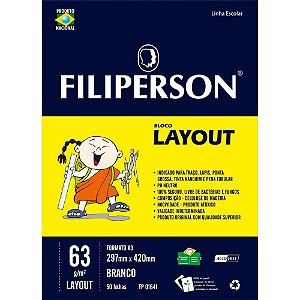 Bloco Técnico sem Margem LAY-OUT A3 63G 50 Folhas Branco - Pacote com 05